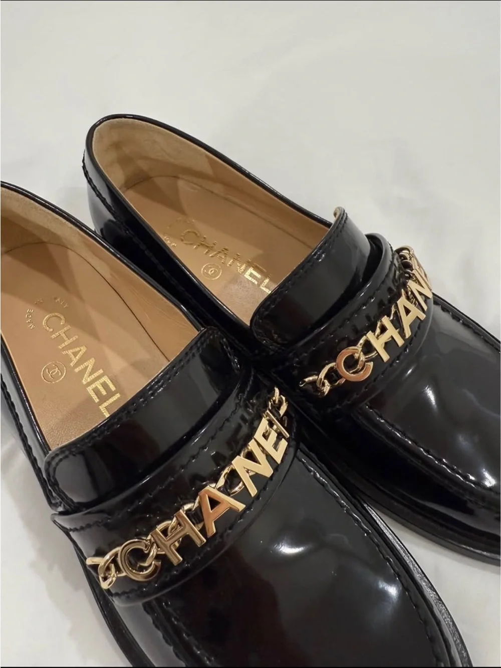 CHANEL Black Patent Leather Loafer